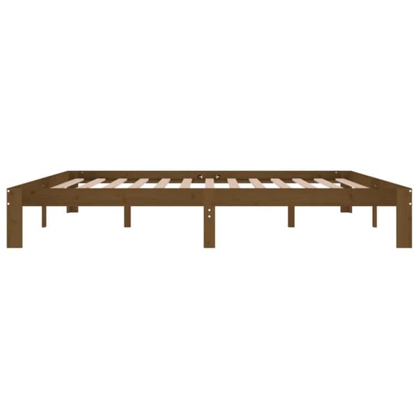 sengeramme 200x200 cm massivt fyrretræ gyldenbrun