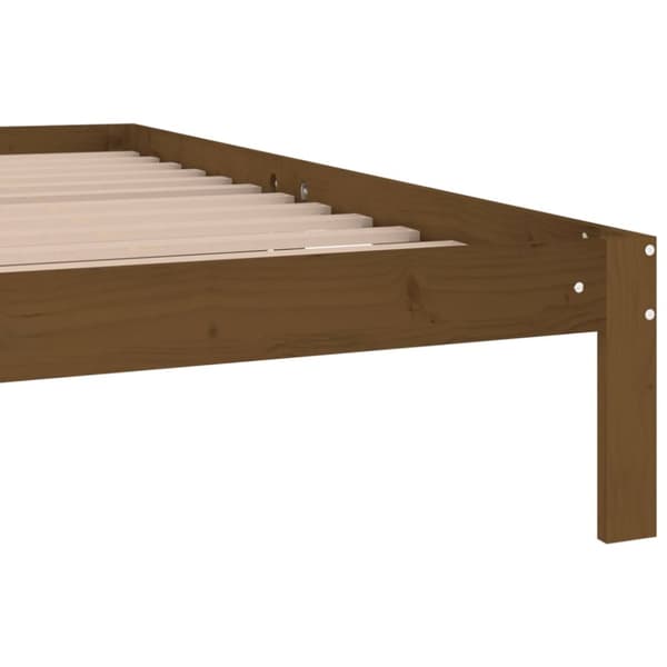 sengeramme 200x200 cm massivt fyrretræ gyldenbrun