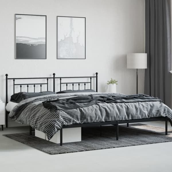 sengeramme med sengegavl 200x200 cm metal sort