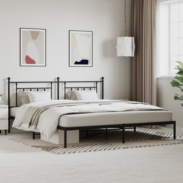sengeramme med sengegavl 200x200 cm metal sort