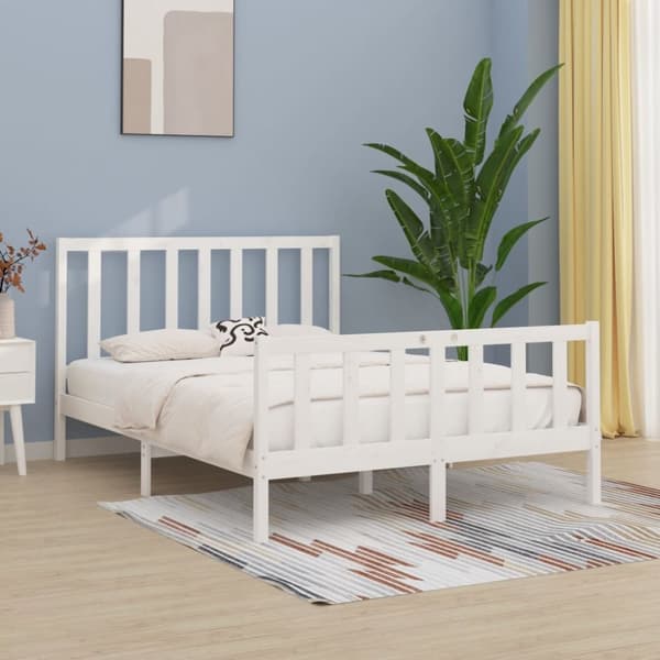 sengeramme 140x190 cm massivt træ hvid