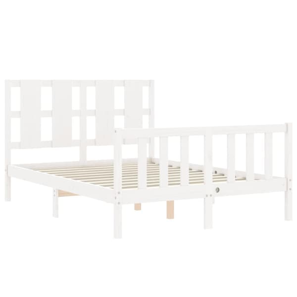 sengeramme med sengegavl 140x190 cm massivt træ hvid