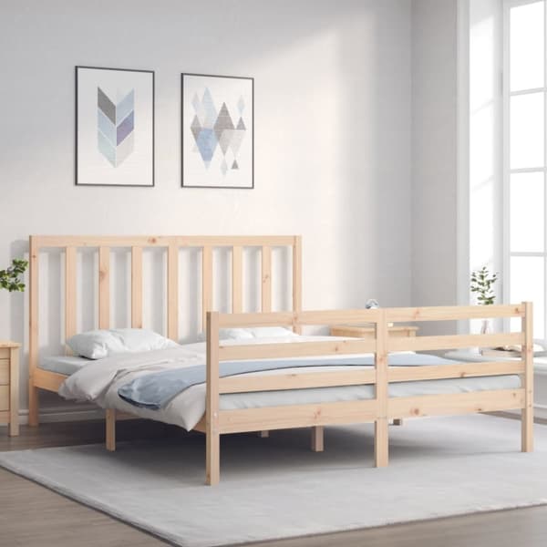 Sängram med huvudgavel 160x200 cm massivt trä