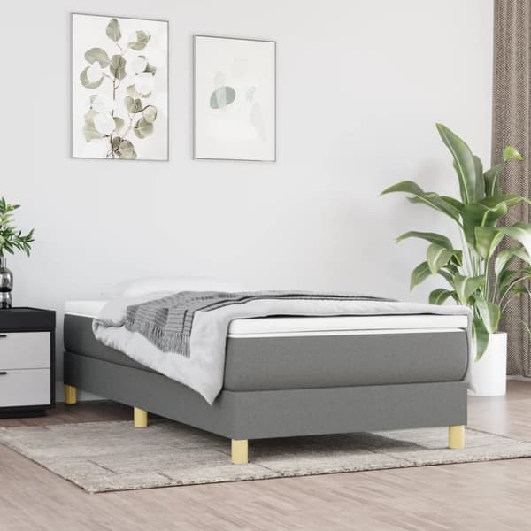 kontinentalseng med madras 100x200 cm stof mørkegrå