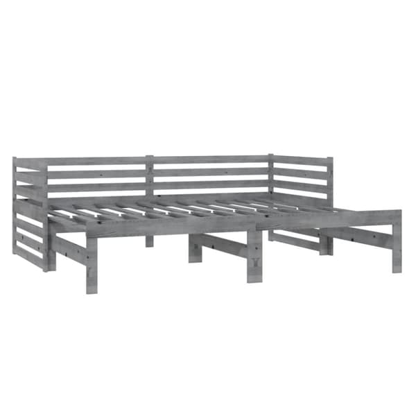 daybed med udtræk 2x(90x200) cm massivt fyrretræ grå