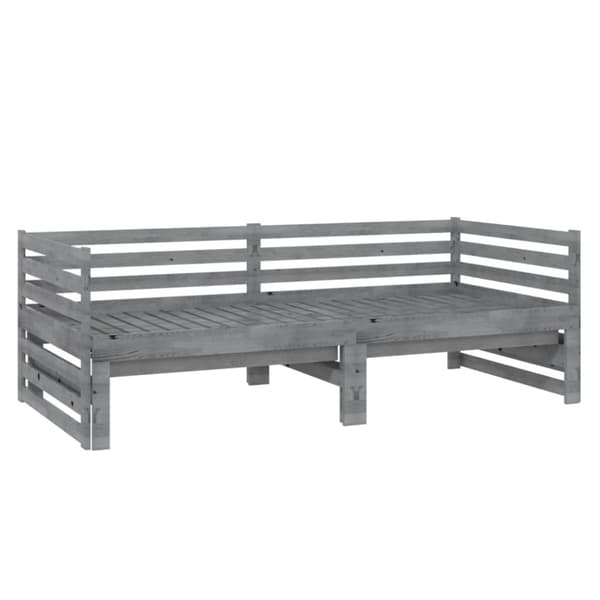 daybed med udtræk 2x(90x200) cm massivt fyrretræ grå