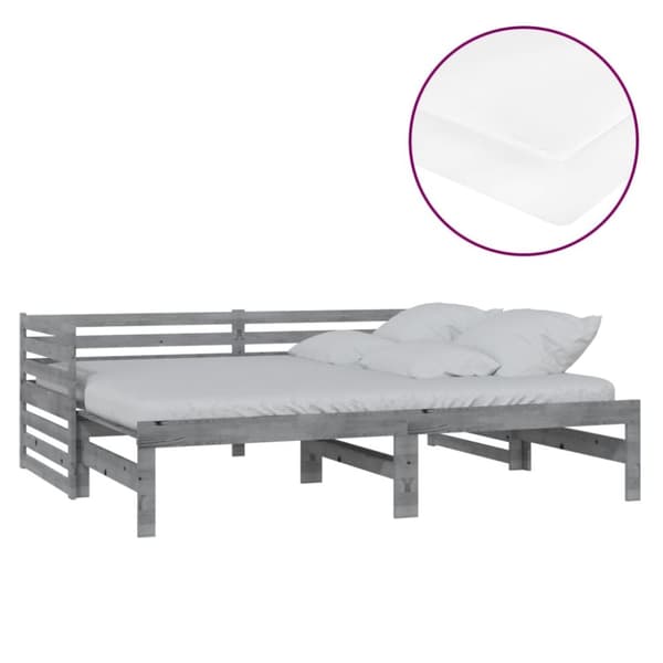 daybed med udtræk 2x(90x200) cm massivt fyrretræ grå