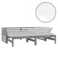 Miniatyrbillede 2 af 10: daybed med udtræk 2x(90x200) cm massivt fyrretræ grå