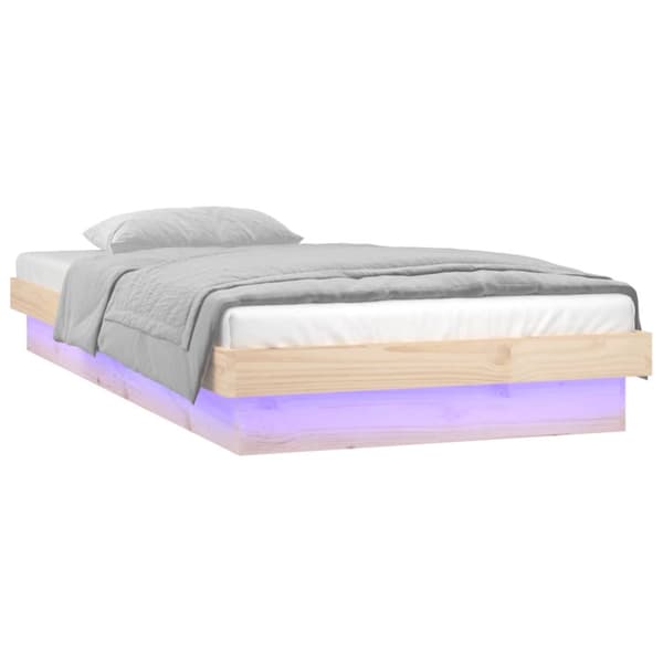 sengeramme med LED 75x190 cm Small Single massivt træ