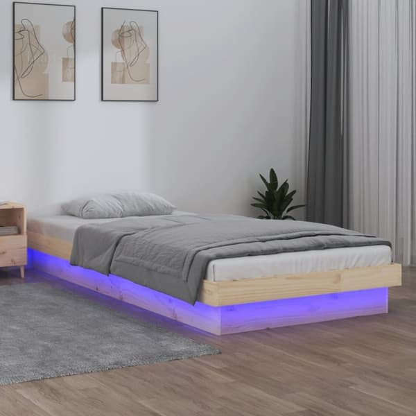sengeramme med LED 75x190 cm Small Single massivt træ