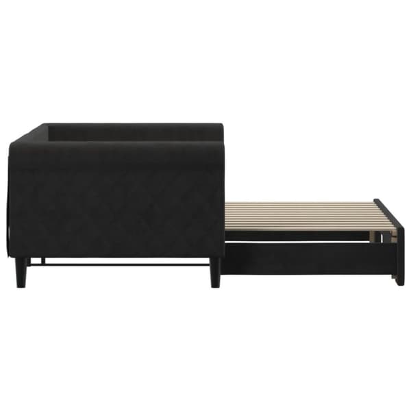 daybed med udtræk 90x200 cm velour sort