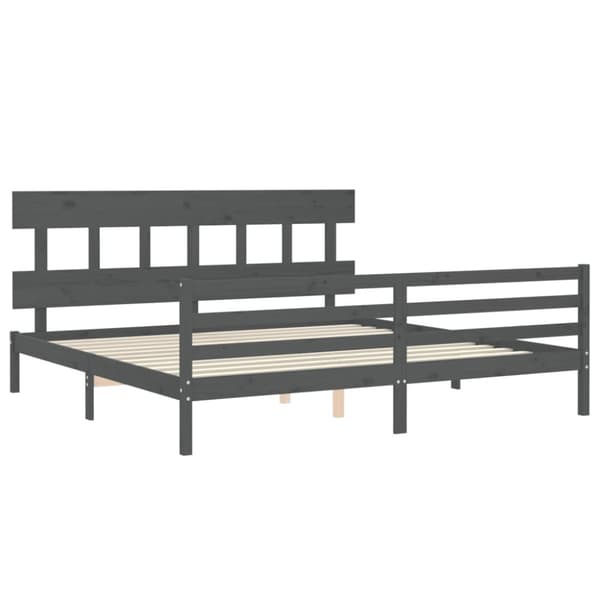 sengeramme med sengegavl 200x200 cm massivt træ grå
