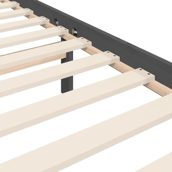sengeramme med sengegavl 200x200 cm massivt træ grå