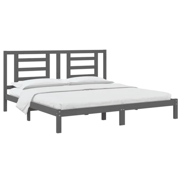 sengeramme 200x200 cm massivt fyrretræ grå