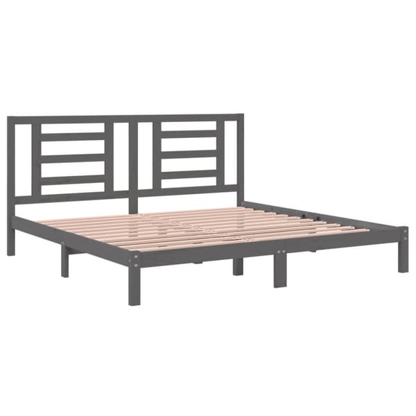 sengeramme 200x200 cm massivt fyrretræ grå