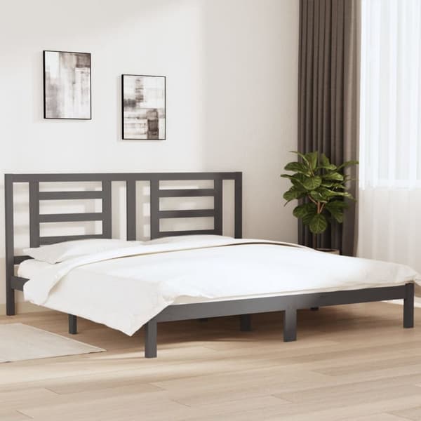 sengeramme 200x200 cm massivt fyrretræ grå