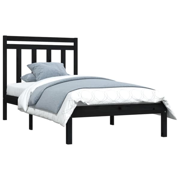 sengeramme 100x200 cm massivt træ sort