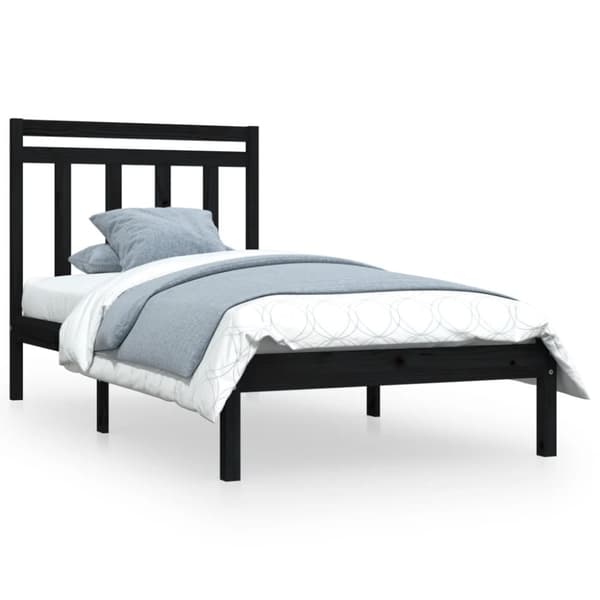 sengeramme 100x200 cm massivt træ sort
