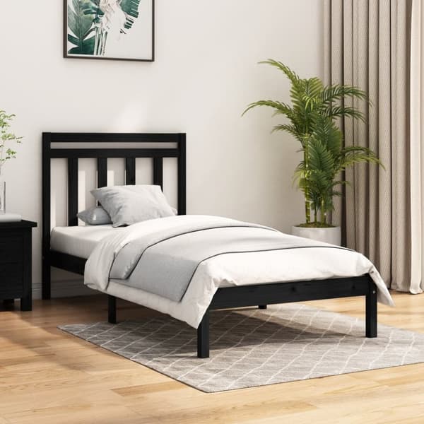 sengeramme 100x200 cm massivt træ sort