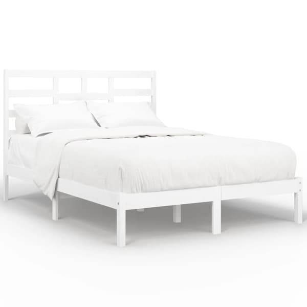 sengeramme 140x190 cm massivt træ hvid