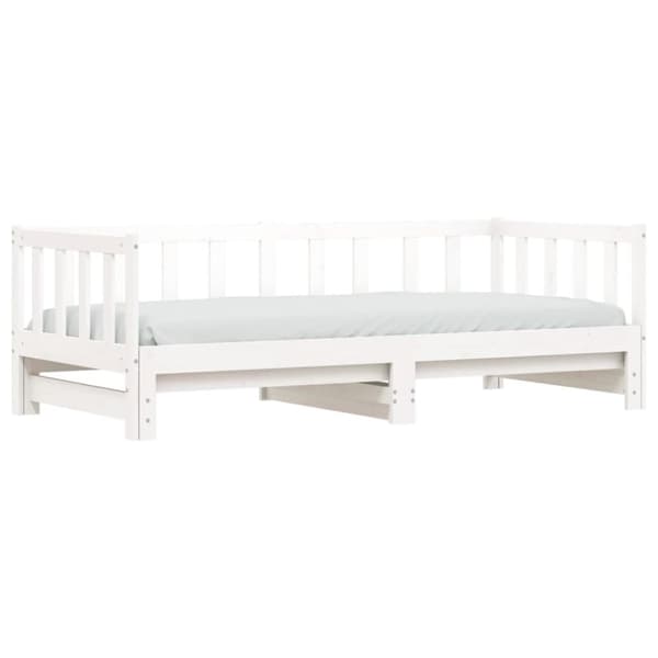 Dagbädd med extrasäng vit 90x190 cm massiv furu