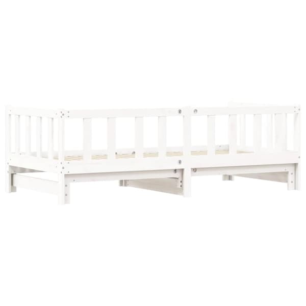 Dagbädd med extrasäng vit 90x190 cm massiv furu