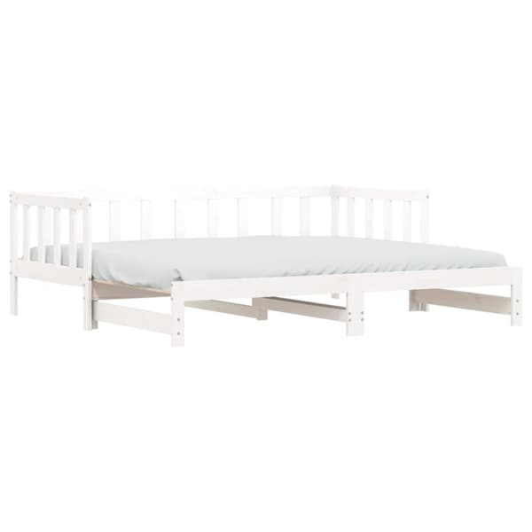 Dagbädd med extrasäng vit 90x190 cm massiv furu