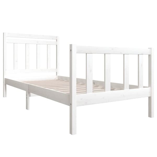 Sängram massiv furu 90x190 cm vit