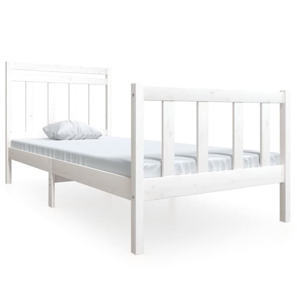 Sängram massiv furu 90x190 cm vit