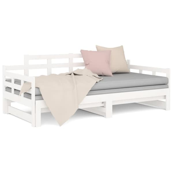 daybed med udtræk 2x(80x200) cm massivt fyrretræ hvid