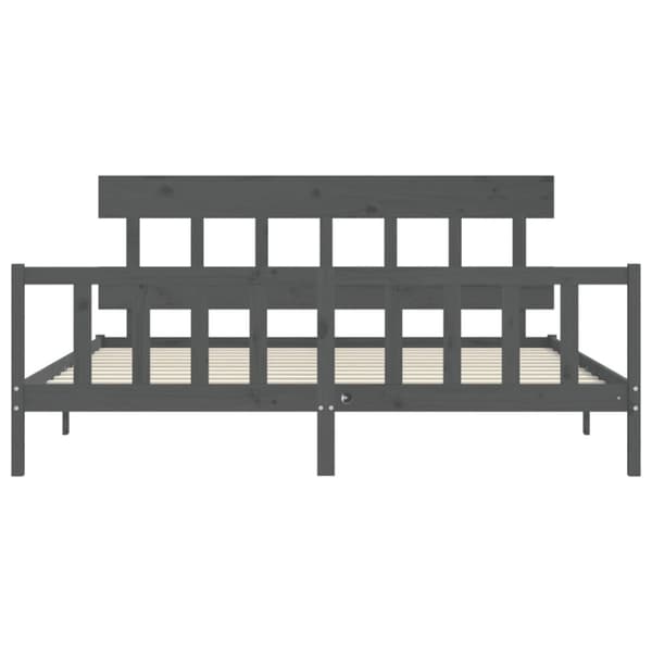 sengeramme med sengegavl 200x200 cm massivt træ grå