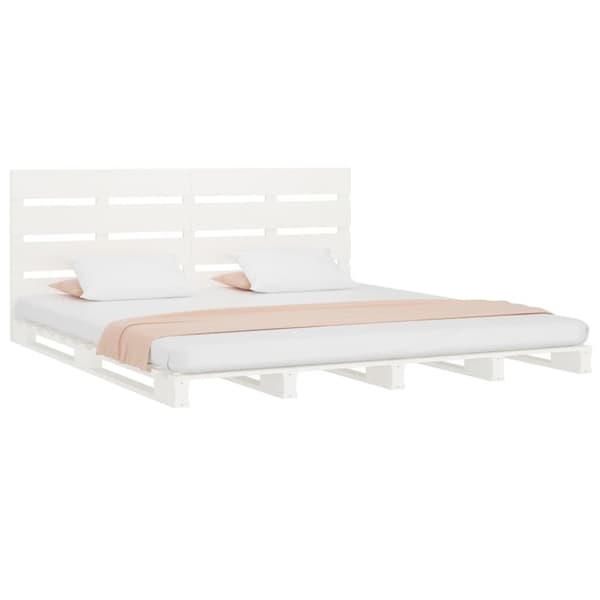 sengeramme 180x200 cm Super King massivt fyrretræ hvid