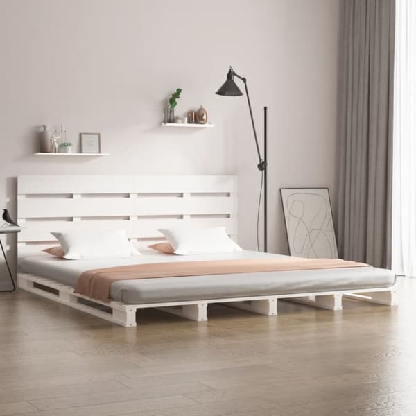 sengeramme 180x200 cm Super King massivt fyrretræ hvid