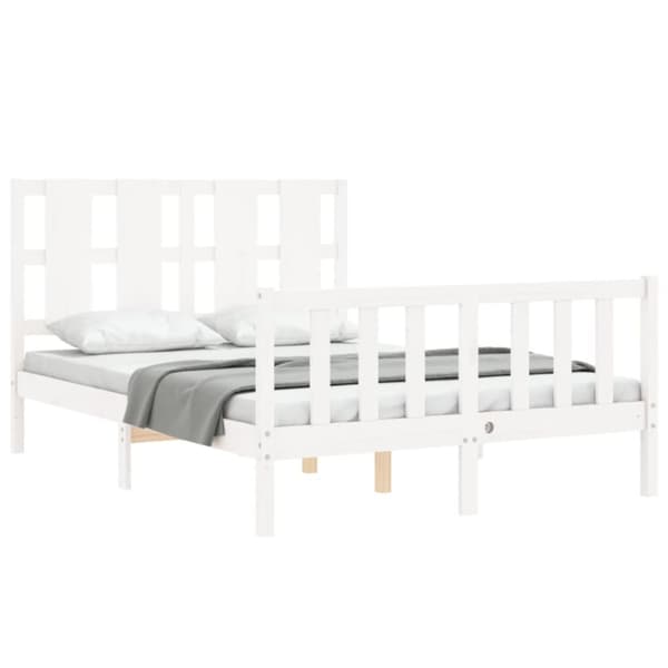 sengeramme med sengegavl 120x200 cm massivt træ hvid