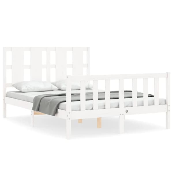 sengeramme med sengegavl 120x200 cm massivt træ hvid