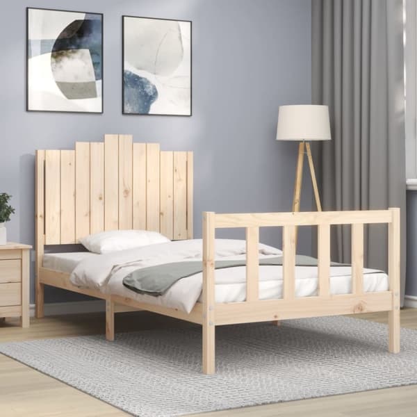 Sängram med huvudgavel 100x200 cm massivt trä