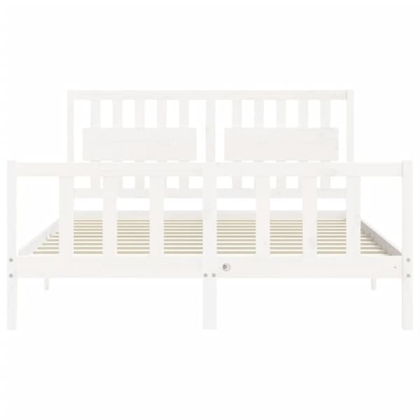 sengeramme med sengegavl kingsize massivt træ hvid