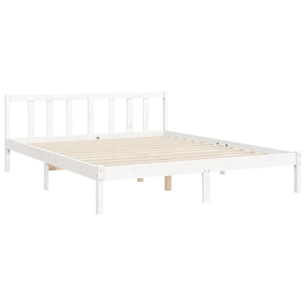 sengeramme med sengegavl kingsize massivt træ hvid