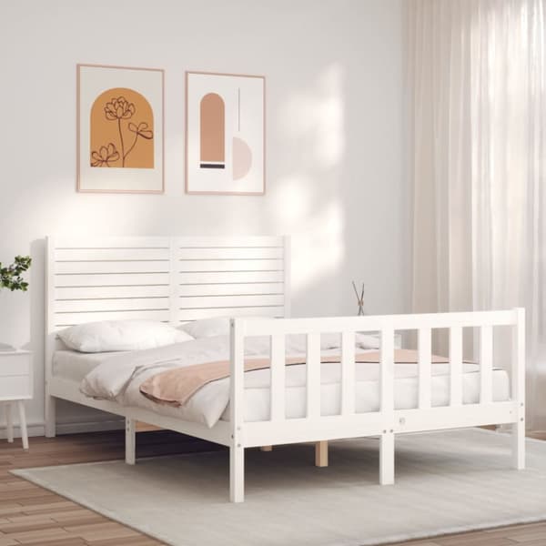 sengeramme med sengegavl 120x200 cm massivt træ hvid
