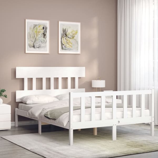 sengeramme med sengegavl 120x200 cm massivt træ hvid
