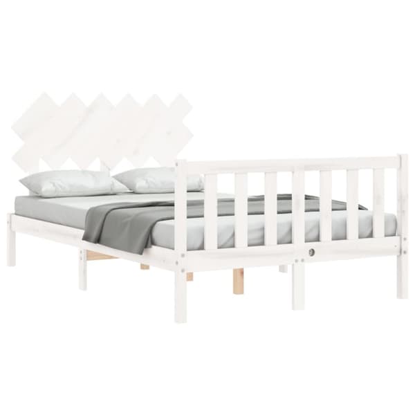 sengeramme med sengegavl 120x200 cm massivt træ hvid