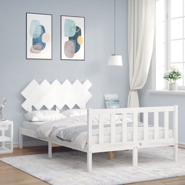 sengeramme med sengegavl 120x200 cm massivt træ hvid