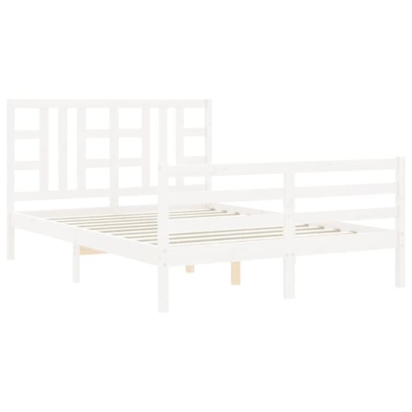 sengeramme med sengegavl kingsize massivt træ hvid
