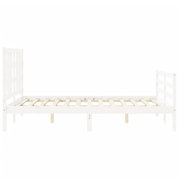 sengeramme med sengegavl kingsize massivt træ hvid
