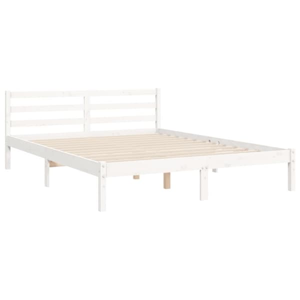 sengeramme med sengegavl kingsize massivt træ hvid