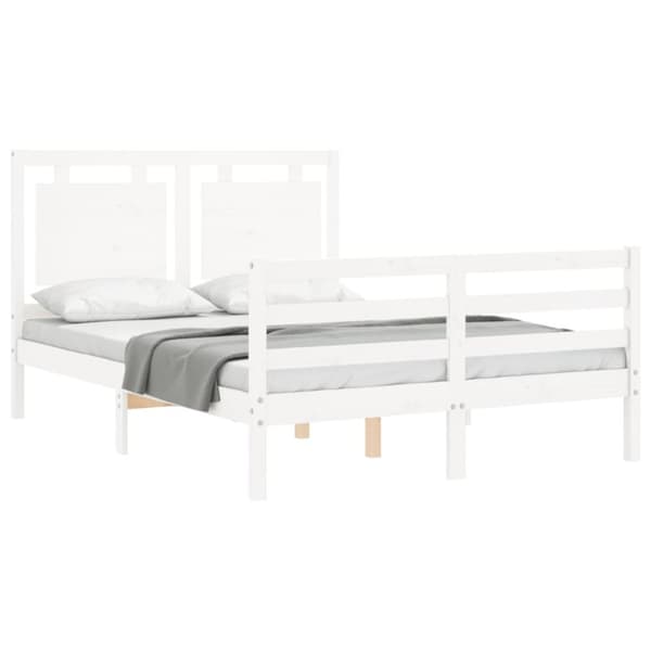 sengeramme med sengegavl 140x190 cm massivt træ hvid