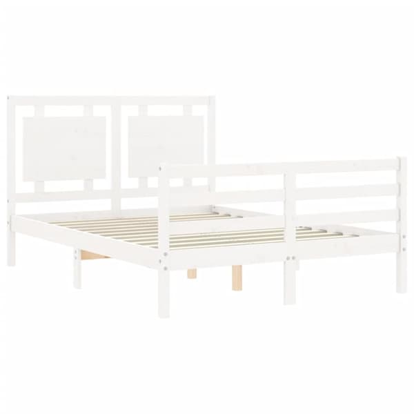 sengeramme med sengegavl 140x190 cm massivt træ hvid