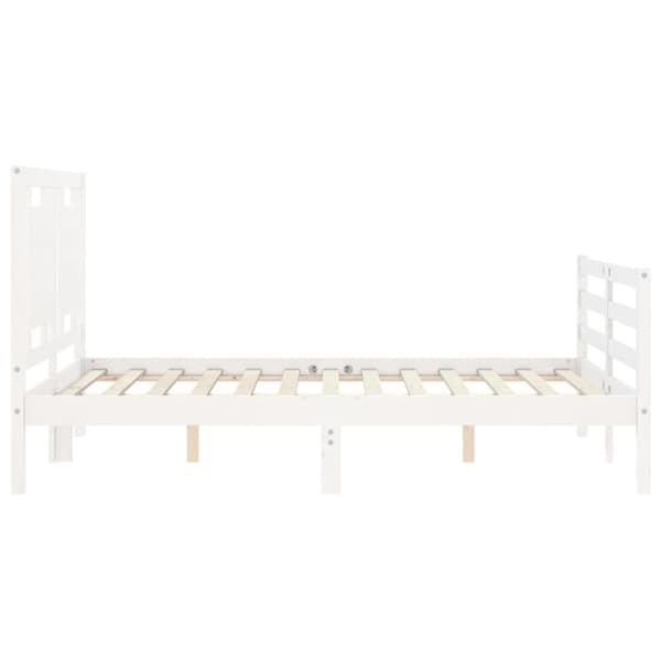 sengeramme med sengegavl 140x190 cm massivt træ hvid