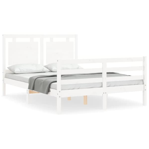 sengeramme med sengegavl 140x190 cm massivt træ hvid