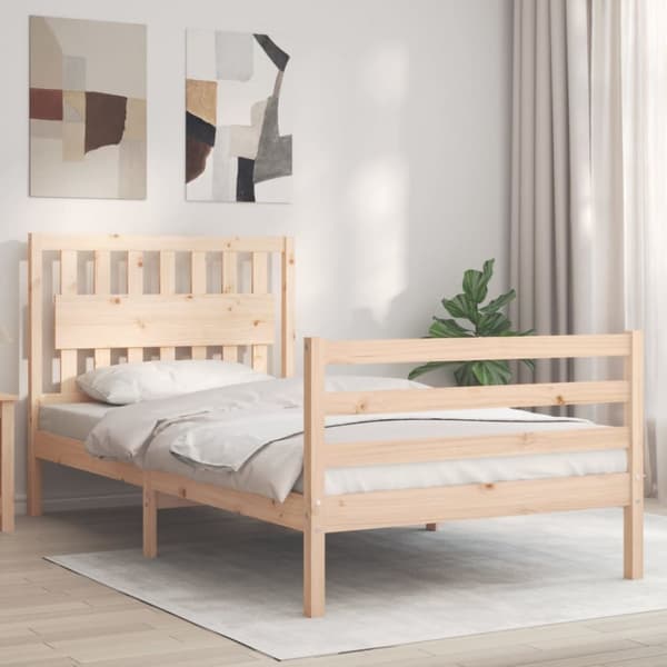 sengeramme med sengegavl 100x200 cm massivt træ